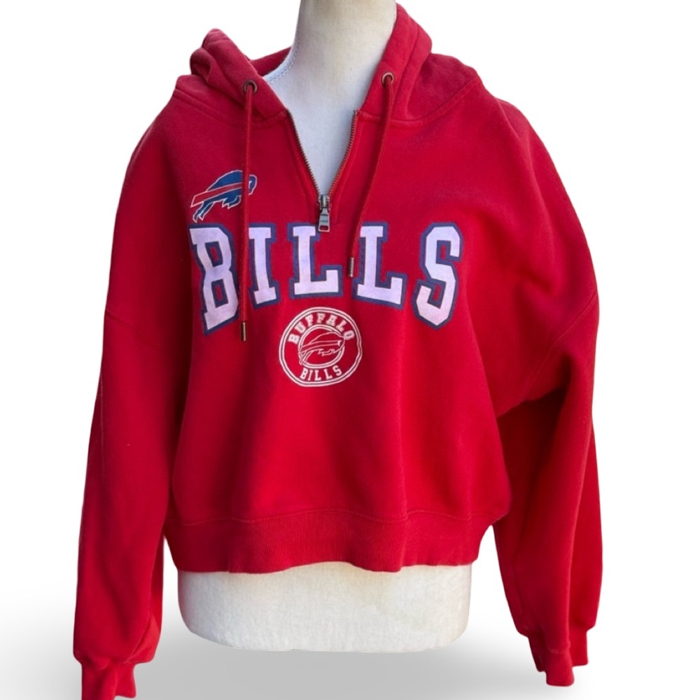 NFL Buffalo Bills Quarter Zip Hoodie Sweatshirt Women’s Size Large - Picture 2 of 8